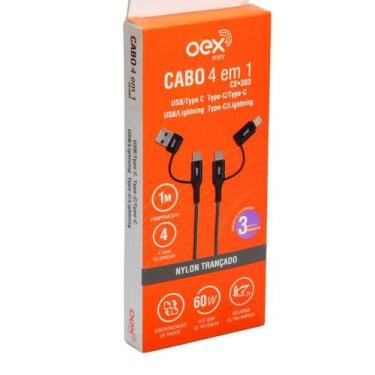 Imagem de Cabo oex usb 4 em 1  preto ce303 