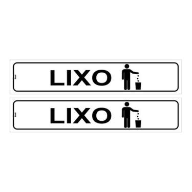 Imagem de Kit com 2 Placas de Sinalização Lixo - 5x25 cm em PS (Poliestireno) - 