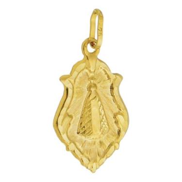 Imagem de Pingente Medalhinha Nossa Senhora Aparecida De Ouro 18k Joia Pequena -
