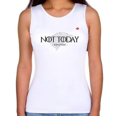 Imagem de Regata Feminina Not Today, Arya Stark - Foca na Moda, Branco, M