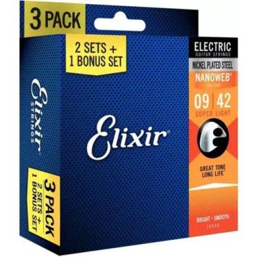 Imagem de Kit 3 Encordoamentos Guitarra Elixir 09-42 Super Light 16540 - Elixir/