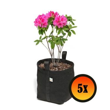 Imagem de 5 Vasos De Feltro Para Plantas com Alças 11 Litros - King Pot, Preto