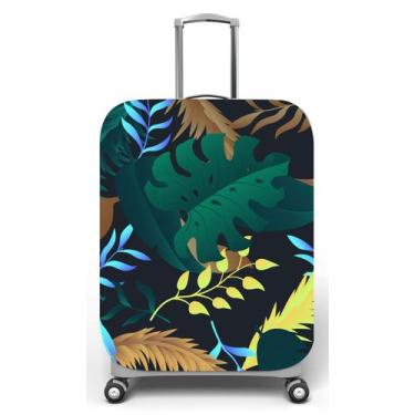 Imagem de Capa para mala de viagem M, medidas max C40x A59 x P27cm Folhagem Trop