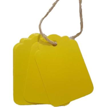 Imagem de Tag com cordão 6x4 cm 100 unidades - LLV Embalagens, Amarelo