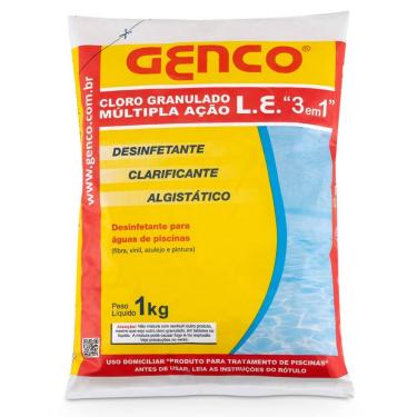 Imagem de Cloro Granulado Múltipla Ação Para Piscina Clarificante 3 Em 1 Genco 1Kg