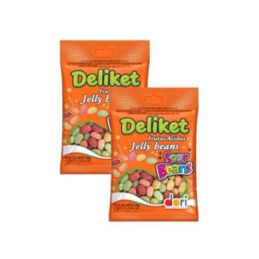 Imagem de Bala Goma Jujuba Frutas Ácidas Deliket Jelly Beans 700g - 2 Unid