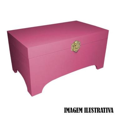 Imagem de Caixa Baú Medio com Fecho 27cm Mdf Madeira Pintado - ATACADÃO DO ARTES