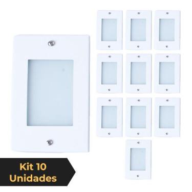 Imagem de Kit 10 Balizador de Embutir Escada Parede Branco 4x2 Alumínio - Ilumin