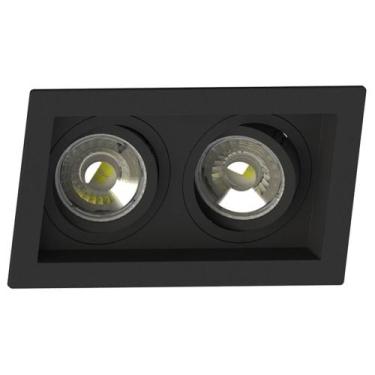 Imagem de Spot Duplo Embutir Quadrado Recuado Dicroica Mr16 Preto - Save Energy