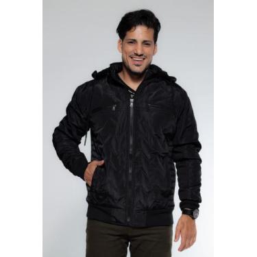 Imagem de Blusa de frio jaqueta krayane masculina com forro pelucia, Preto, GG