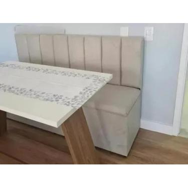 Imagem de Conjunto Canto Alemão Encosto Ripado Suede 90cm - GENKI KENKO, CINZA