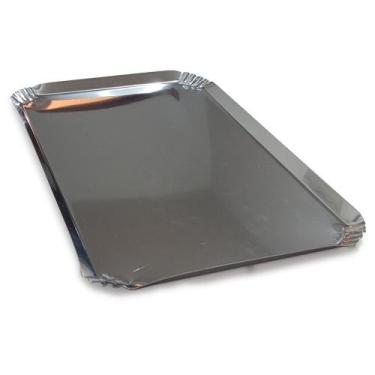 Imagem de Bandeja Inox Canto Crespo 39x24 cm - Kit 10 Peças - Formas e Bandejas 