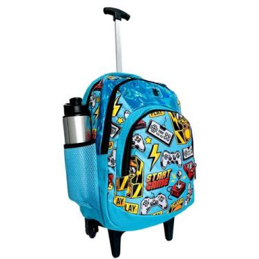 Imagem de Mochila Escolar de Rodinhas Menino Vídeo Game Espaçosa - Bezzter