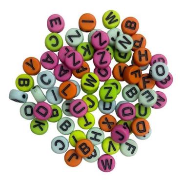 Imagem de Miçanga Letras Redondas Para Fazer Pulseiras Infantil Colar Bijuterias