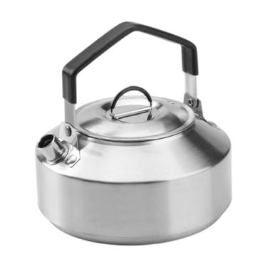 Imagem de Chaleira de acampamento, bule de chá com alça, chaleira de água, pote de água para ferver água, esportes ao ar livre, pesca, viagem, escalada, Prata 1l