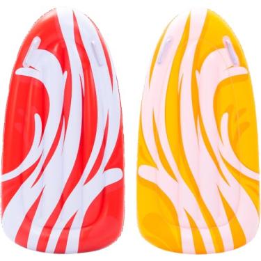 Imagem de JOYIN Pacote de 2 tábuas de Bodyboard insufláveis para escorregadores de água, Bodyboard para deslizadores, flutuador para piscina, brinquedo aquático de verão para crianças e bebés (vermelho,