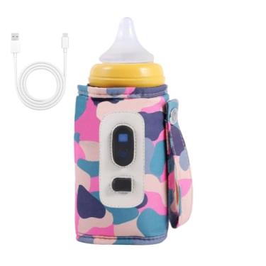 Imagem de Aquecedor de mamadeira portátil USB, Aquecedor de leite portátil | Termostato para aquecedor de garrafas - de calor para bebida de leite com aquecimento rápido com display de temperatura para viagens,