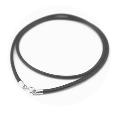Imagem de Glory Qin Corrente de corda trançada de seda preta 925 com fecho banhado a prata (1,0 mm, 50,8 cm)