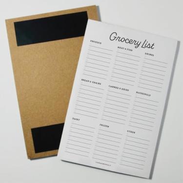 Imagem de CARDAMONOLY Grocery List Magnet Pad For Fridge - 6 x 9 Inches - 50 Tear Off Sheets - Minimalist Black and White Shopping List Pad For Fridge - Out of Pad Grocery List Note Pad