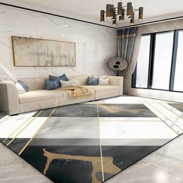 Imagem de Tapete geométrico dourado para sala de estar, decoração de área grande, tapetes para casa, para quarto, sofá macio, JH021, flanela, 7.200 x 300 cm, 78,7 x 118 pol.