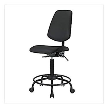 Imagem de Thomas 1163R02 Cadeira de vinil de altura média com encosto médio sem inclinação e braços, base de tubo redondo, rodízios, carvão