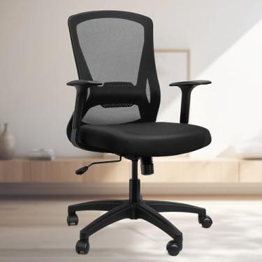 Imagem de TTD Cadeira de escritório de malha ergonômica traseira média giratória preta para computador com altura ajustável suporte lombar cadeira de trabalho de escritório