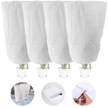 Imagem de Alpurple 4 pacotes de capas de plantas com cordão de inverno – 119,4 x 80 cm sacos de cobertura de proteção de plantas quentes, cobertor de pano de geada protegendo plantas em vasos de árvores frutíferas de animais congelantes comendo