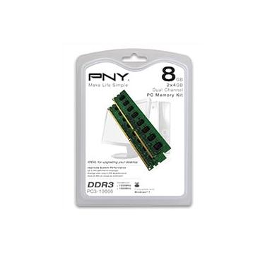 Imagem de PNY 8GB (2x4GB) DDR3 SDRAM 1333MHz (PC3-10600) Memória de Desktop (MD8192KD3-1333-NHS-V2)