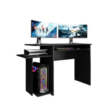 Imagem de Mesa Escrivaninha Para Computador Escritório Pc Gamer 120cm De Largura Com Suporte De Teclado (Preto Fosco)