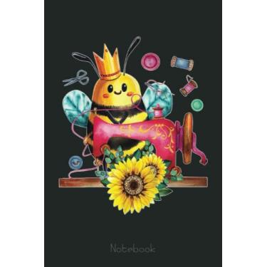 Imagem de Watercolor Busy Crafter Bee Sunflower Floral Sewing Machine Notebook: The Beekeepers Journal & Beehive Log Book (110 Pages Bee Notebook & Bee Journal)