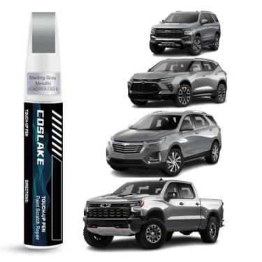 Imagem de COSLAKE Tinta de retoque de carro (cinza esterlina metálico (GXD/WA130H)) para Chevrolet, kit de reparo de arranhões de pintura de carro, solução rápida e fácil de reparar, caneta removedor de
