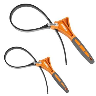 Imagem de ACOSEA Pacote com 2 chaves inglesas, chave de filtro de óleo com diâmetro de 15 cm e 10 cm, alça de borracha resistente, chave ajustável como abridor de jarra, filtro de água, encanamento, chave de