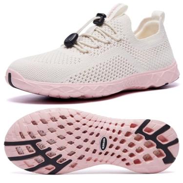 Imagem de KOLILI Sapatos aquáticos femininos estilosos, tênis de caminhada com suporte de arco, melhor para esportes aquáticos, viagens e caminhadas, Rosa damasco, 36