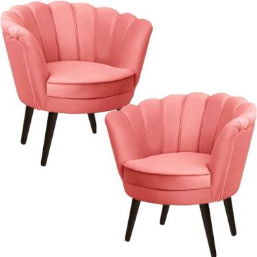 Imagem de Kit Duas Poltronas Petala em Sued Premium Rose - Sua Casa Decorações, 