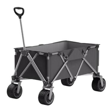 Imagem de carroça Carrinho de vagão portátil com rodas, vagão utilitário dobrável, grande capacidade, para transporte de cargas pesadas dobrável