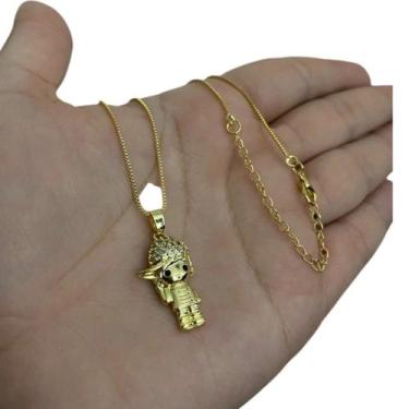 Imagem de Cordão Feminino 1mm Menino Banhado a Ouro 18k - ToJoia18k