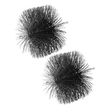 Imagem de PATIKIL Escova de limpeza de chaminé de arame de 18 cm, 2 peças de escova de limpeza de chaminé redonda de polipropileno com encaixe NPT de 1/4 para tubos de secador de barraca de fogão a lareira