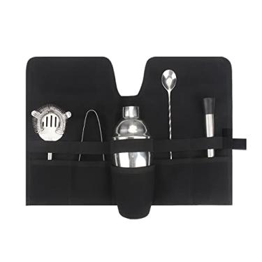Imagem de Jaugufiy Bolsa de Lona para Barman, Bolsa para Kit de Viagem para Barman, Bolsa para Kit de Bar, Alça de Rolo para Barman Profissional, Kit de Bar para Mixologia, Bolsa para Conjun (, Preto)