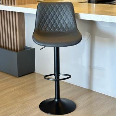 Imagem de Banqueta Alta Giratória Cozinha Bar Balcão Bancada Encosto (Cinza)