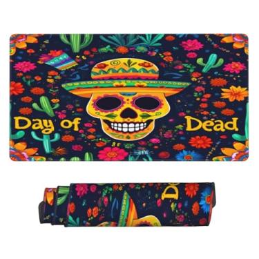 Imagem de Overlock grande de borracha antiderrapante à prova d'água, perfeito para casa, escritório ou configurações de jogos, 75 x 40 cm (Dia da Caveira Morta)