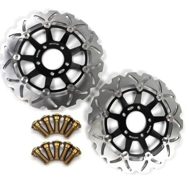 Imagem de Discos de freio dianteiros flutuantes com parafusos de montagem para Suzuki GSX IMPULSE 400 86-93 (Japão) 94-99, INAZUMA 400 2000, GSX600F GSX750F Katana 600 750 98-03, GSF Bandit 600 00-04, SV. 650 9