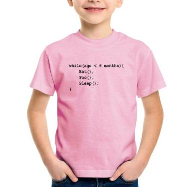 Imagem de Camiseta Infantil Eat Poo Sleep Código - Foca na Moda, Rosa bebê, 10