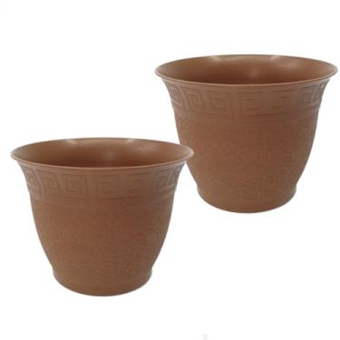 Imagem de Kit 2 Vasinhos para Violeta e Kalanchoe Decoração Cachepô Redondo 9cm - Vaso de Planta - COR: MARROM
