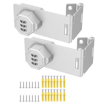 Imagem de Anobeyi Fechadura de armário mecânica sem chave com combinação, fechadura dupla de ângulo reto de 90 graus, travas de ferrolho rotativo com senha para armário de arquivos de escritório, gavetas de