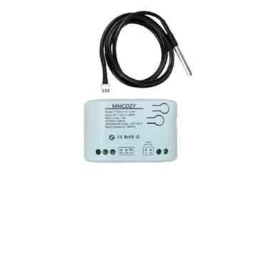 Imagem de MHCOZY Sensor de temperatura Zigbee com sonda à prova d'água, aplicativo de telefone, monitor remoto de temperatura, interruptor de relé de contato seco de 10 A, hub Tuya Zigbee necessário