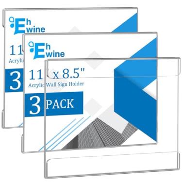 Imagem de EHWINE Pacote com 3 suportes de placa de acrílico para montagem na parede, 28 x 21 cm, suportes de exibição de panfleto de menu de fotos horizontais, molduras de parede de acrílico transparente para