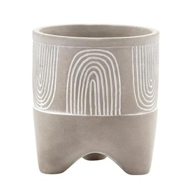 Imagem de Napco Imports Vaso de flores de ervas suculentas para ambientes internos e externos, 12 cm, concreto, branco, lavado, arco-íris, cache