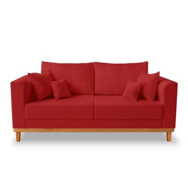Imagem de Sofá Vintage Viena 3 Lugares Para Recepção Suede Vermelho - Madeira Prima Deccor