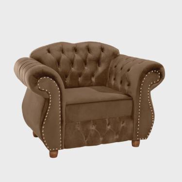 Imagem de Duas Poltronas Chesterfield Merlo Suede Marrom / decoracao, sala tv estar, recepcao