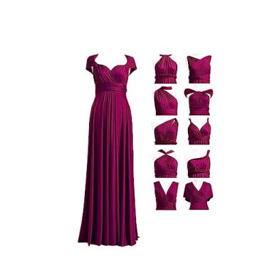 Imagem de 72styles Vestido Infinity com bandeau, vestido de dama de honra conversível, longo, plus size, vestido multidirecional, vestido torcido, Ameixa, Tamanho Único